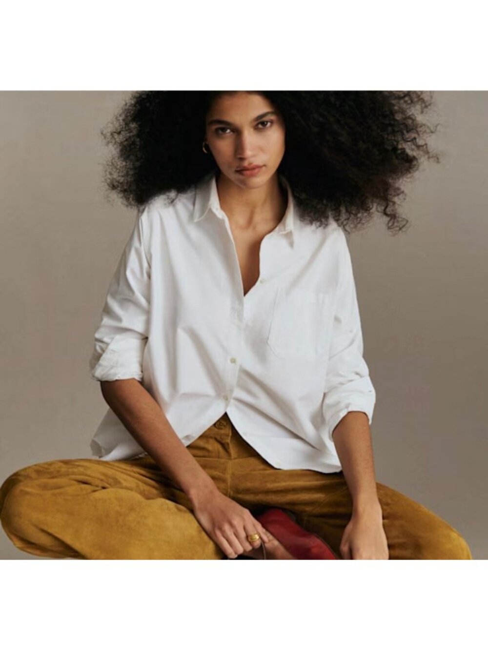 NWT Sézane Women’s 42 White Cotton Oversized Button Down Shirt Blouse